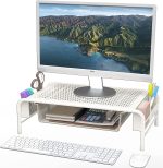 SimpleHouseware Metal Desk Monitor Stand Riser with Organizer Drawer